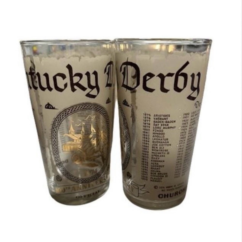Vintage Kentucky Derby100th Anniversary Glassware- Set of 8
